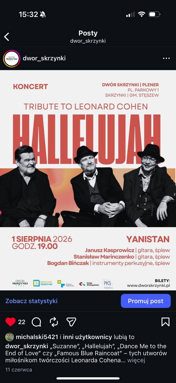 Plakat koncertu Tribute to Leonard Cohen Hallelujah